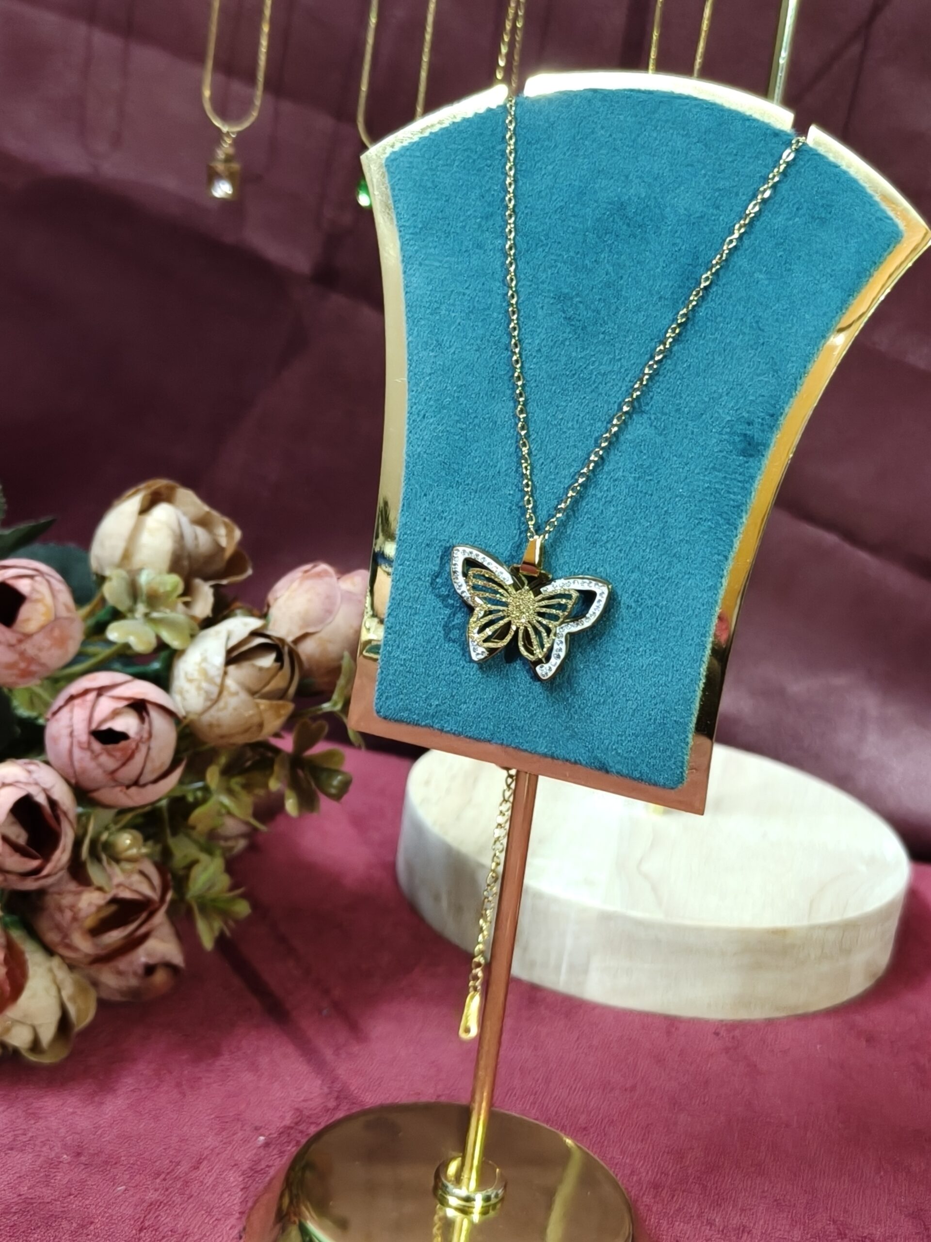 Butterfly Cristal Pendant Necklace -159 - Image 3