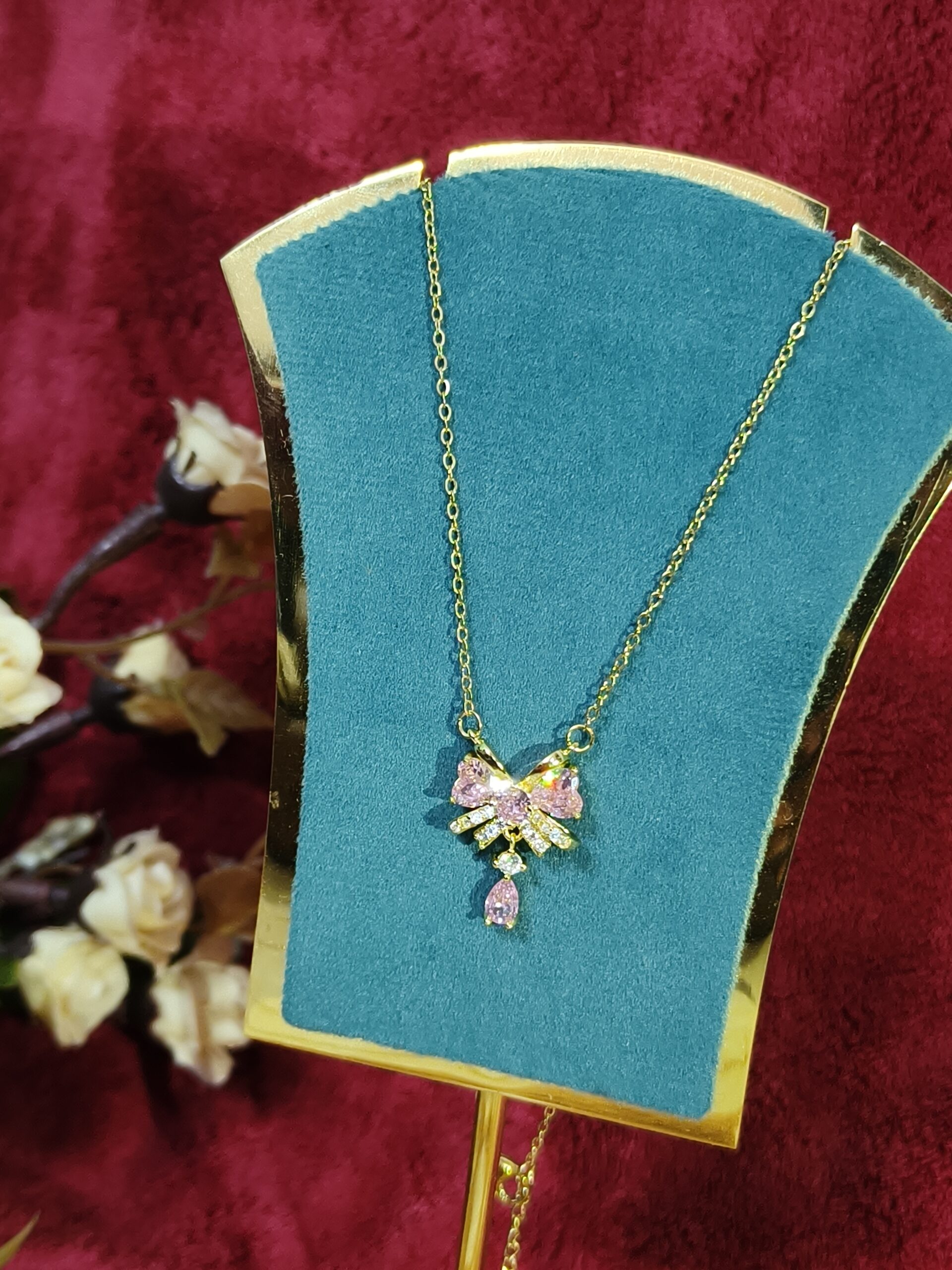 Blush Bow Dangle Pendant 199 - Image 2