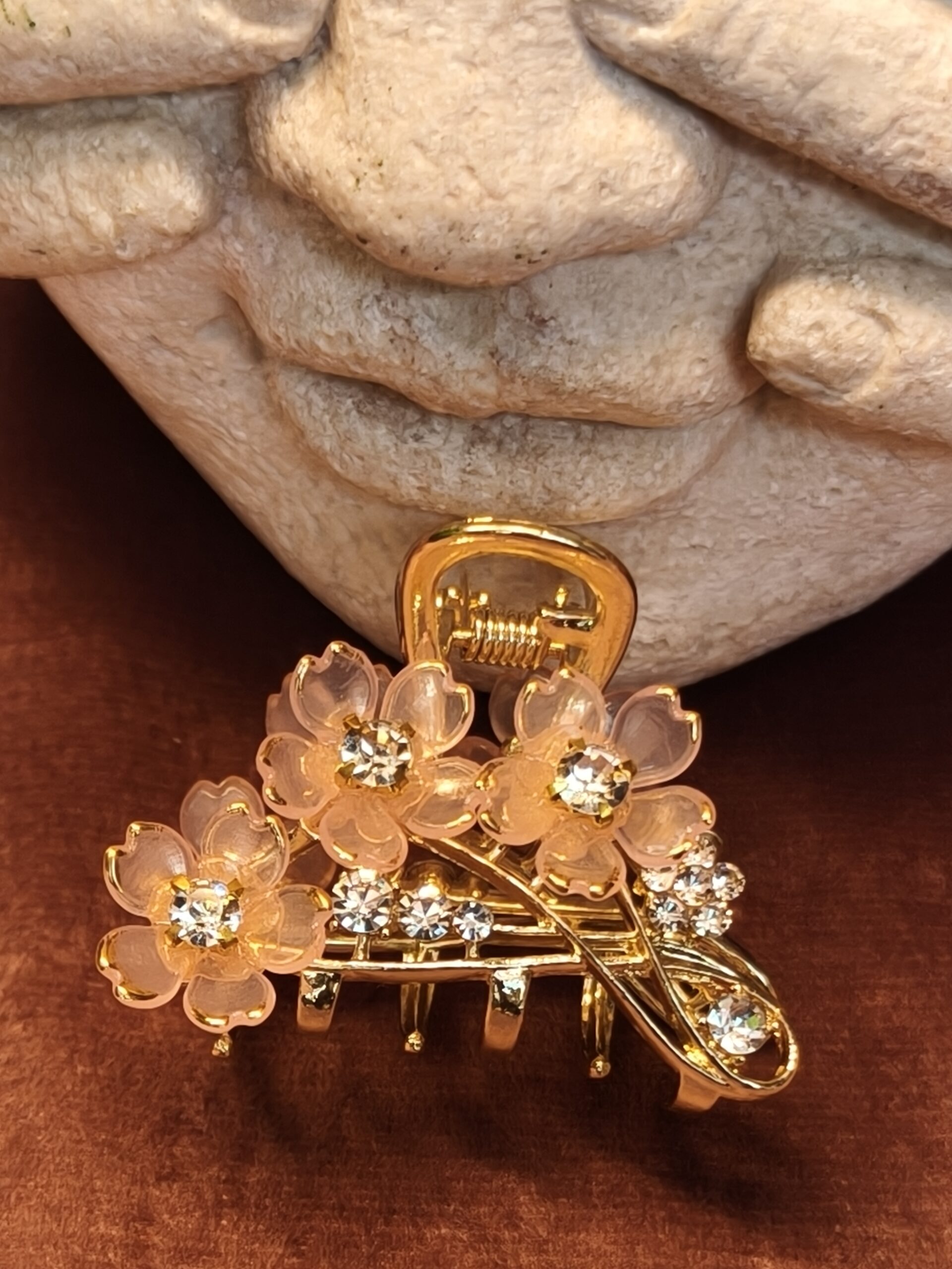 Crystal Blossom Gold Claw Clip 120