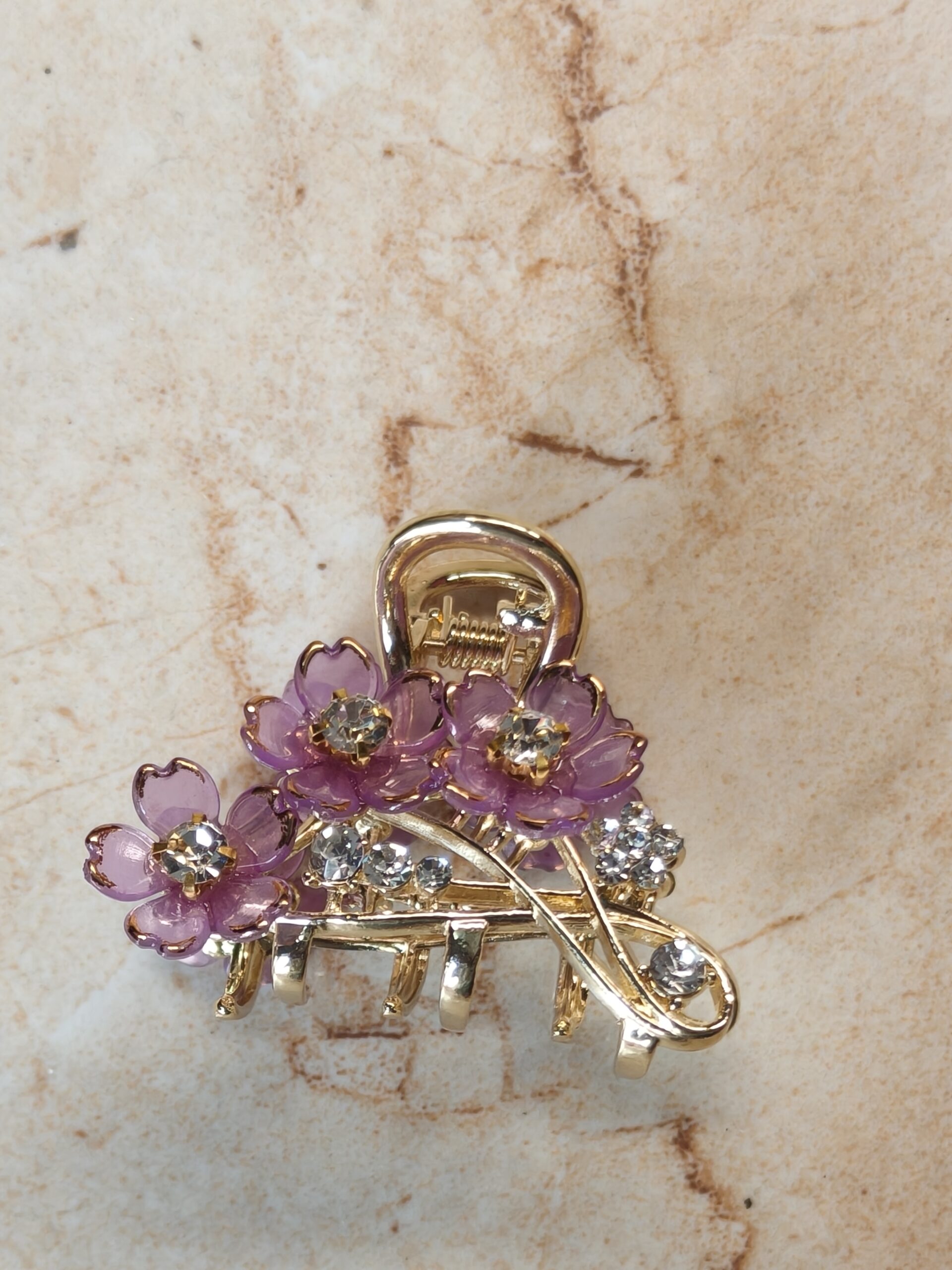 Crystal Blossom Violet Hair Claw 120 - Image 3