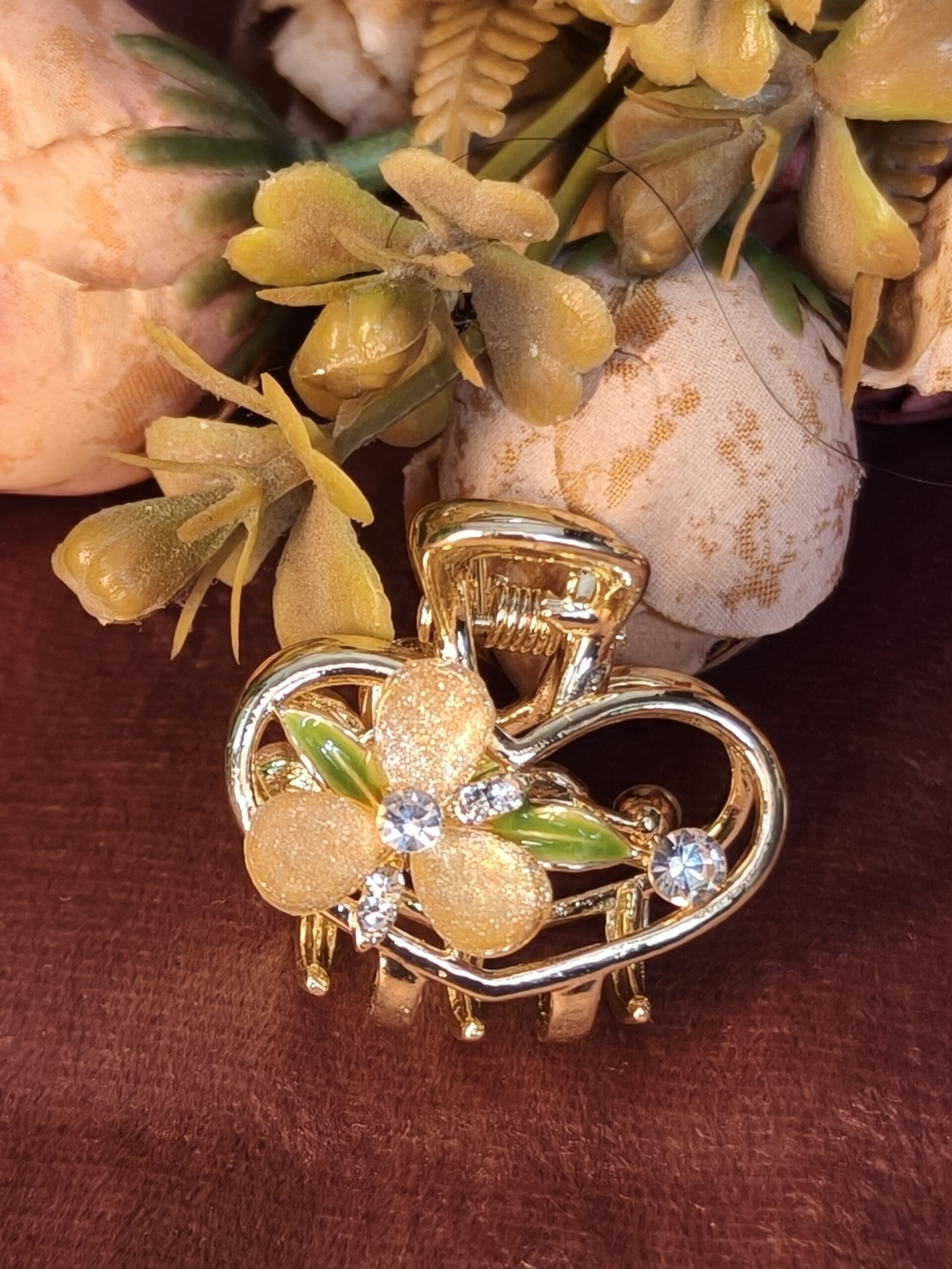 Golden Amber Heart Hair Claw 120