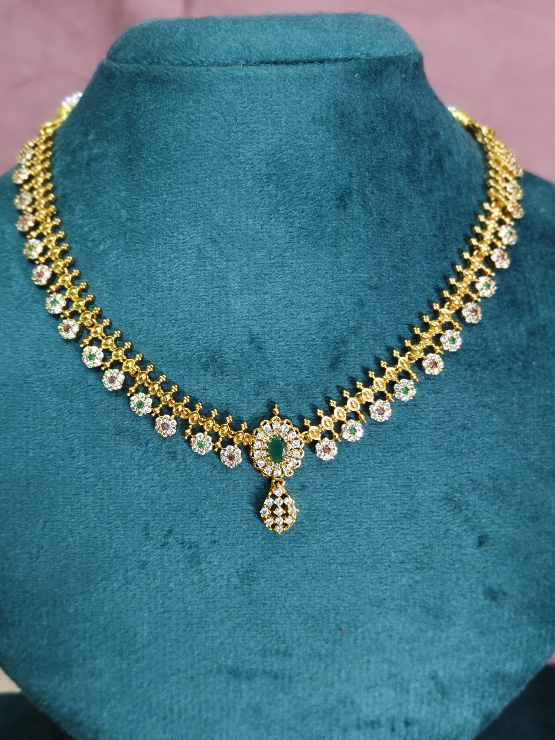 Emerald Elegance Traditional Necklace Set 599 - Image 4