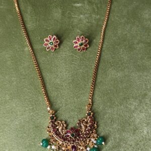 Ruby Emerald Heritage Gold Necklace Set 499